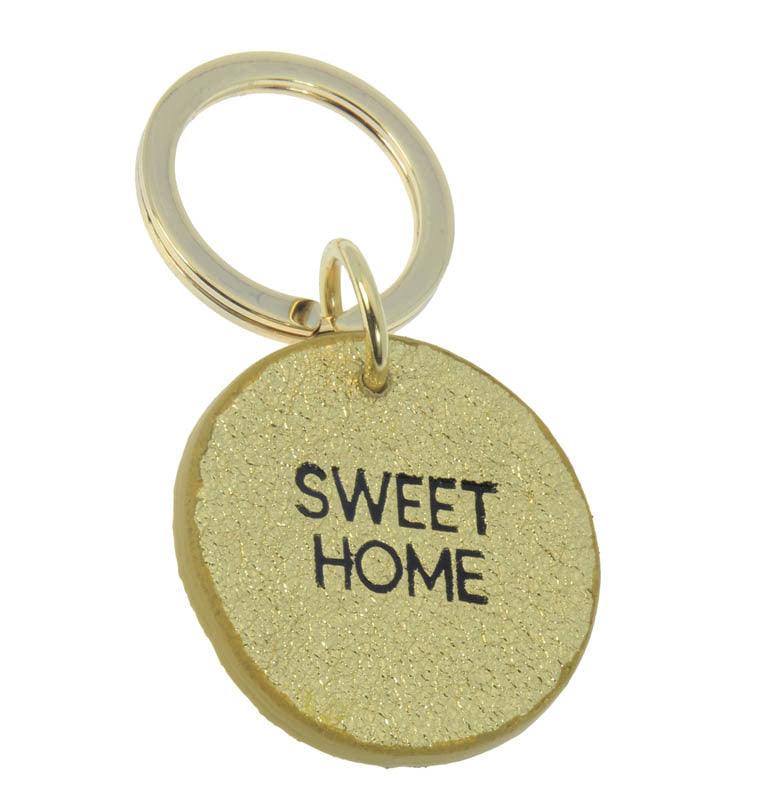 FRENCH RIVIERA, Sweet Home -gold leather keychain