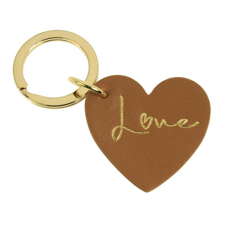 FRENCH RIVIERA, Love - brown leather heart keychain