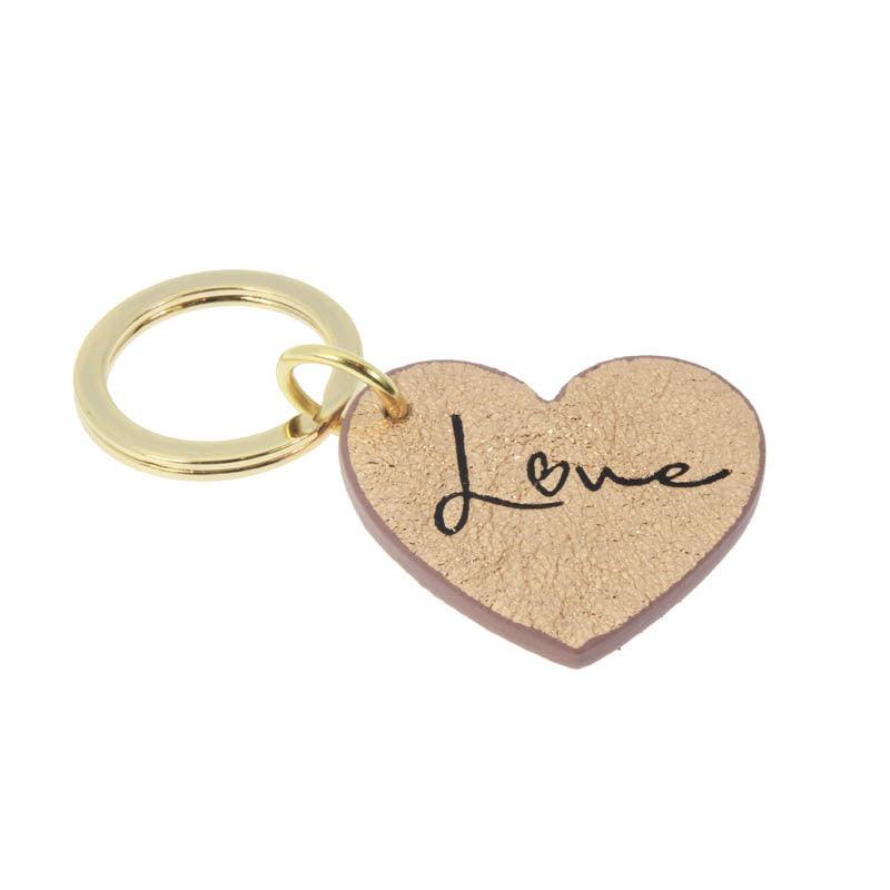 FRENCH RIVIERA, Love - rose gold leather heart keychain