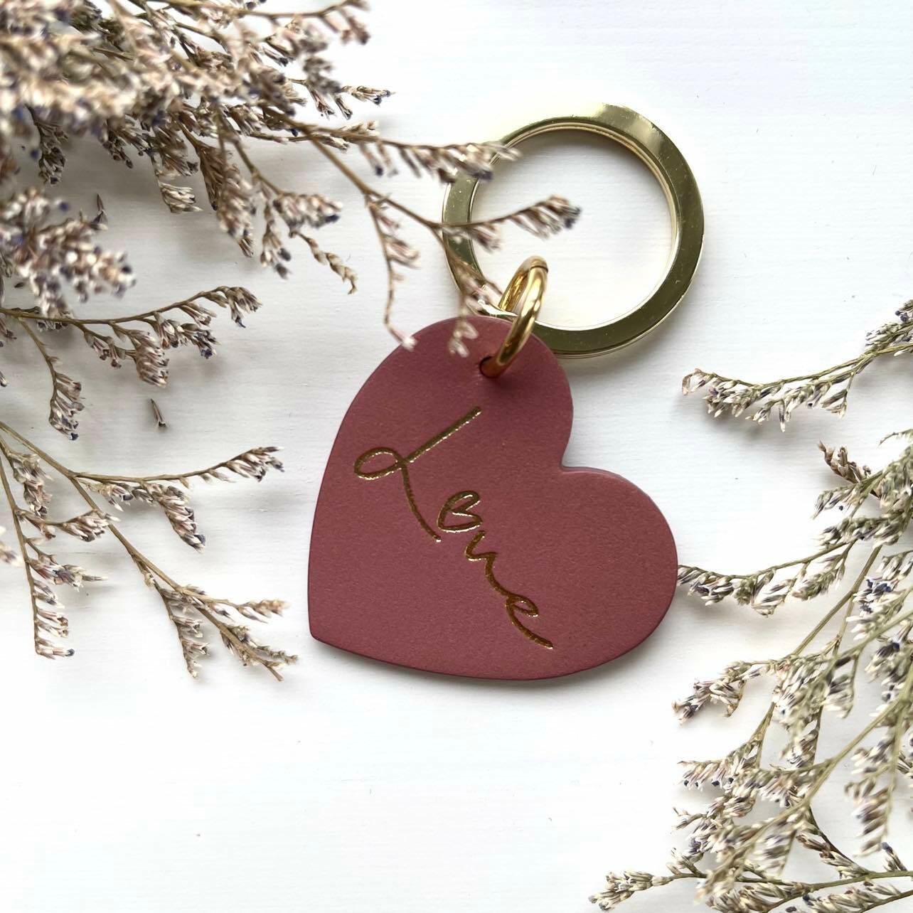 FRENCH RIVIERA, Love -heather leather heart keychain