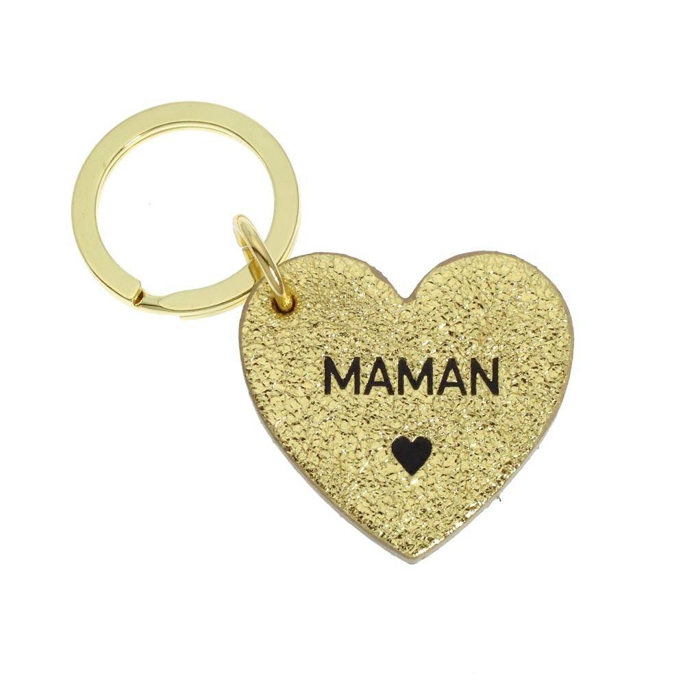 FRENCH RIVIERA, Maman - gold-colored leather heart keychain