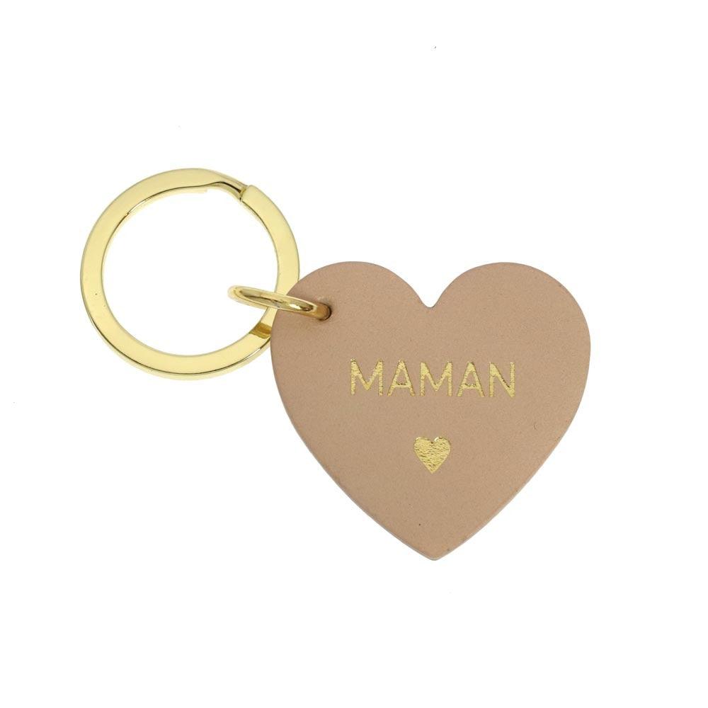 FRENCH RIVIERA, Maman - pink leather heart keychain