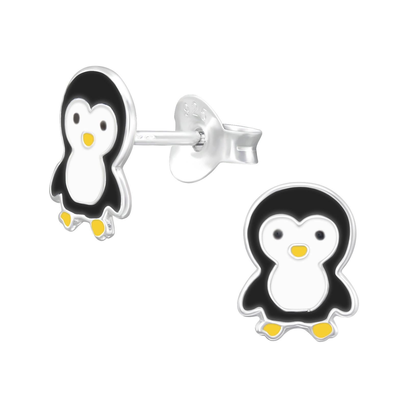 Children's silver studs, Pinguin penguin earrings