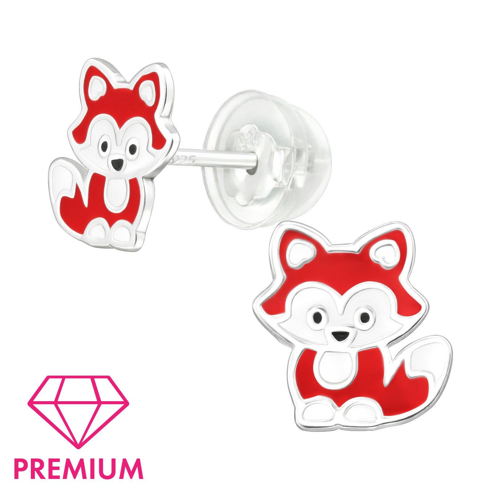 Children's premium silver studs, Small Fox earrings