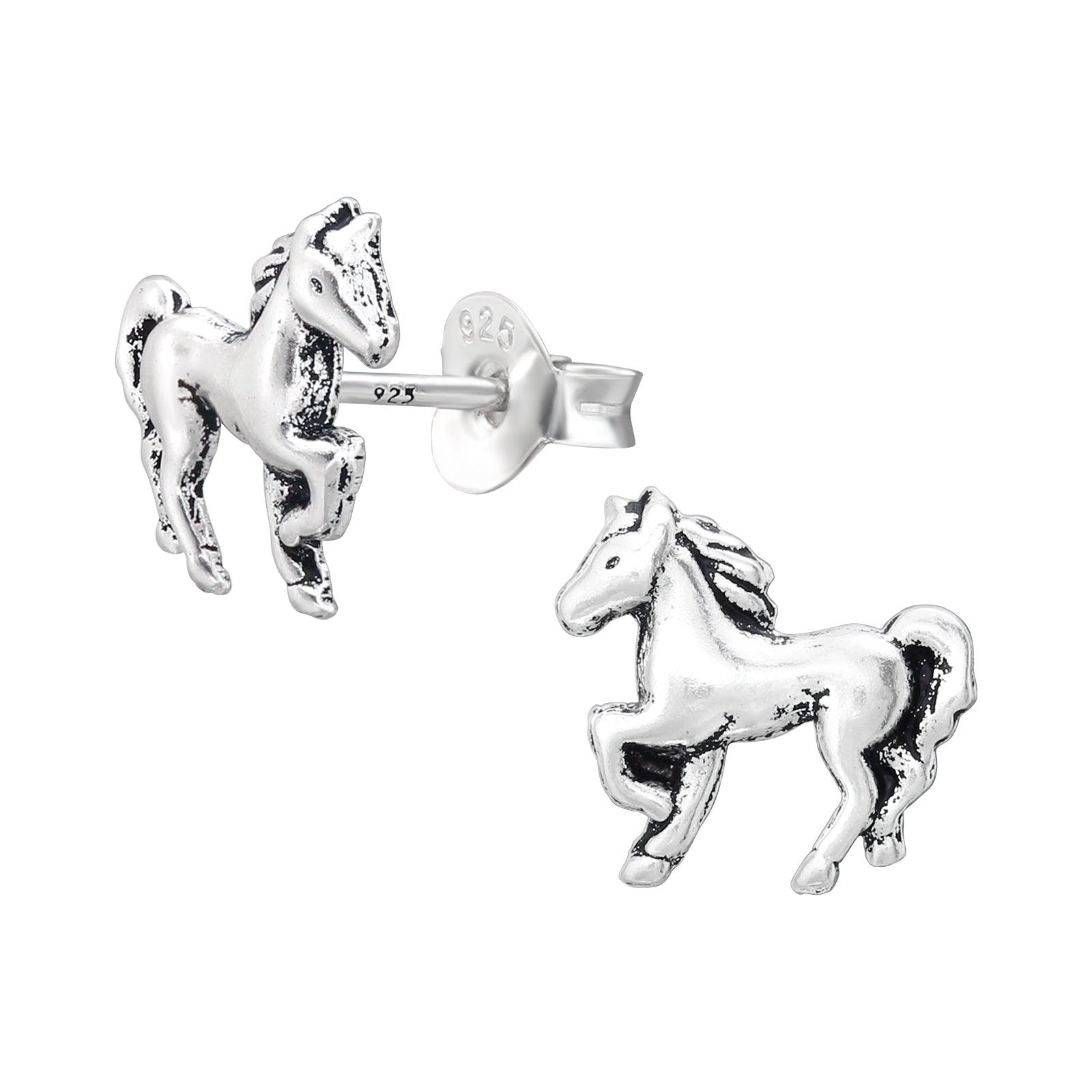 Children's silver studs, Beautiful Horse earrings