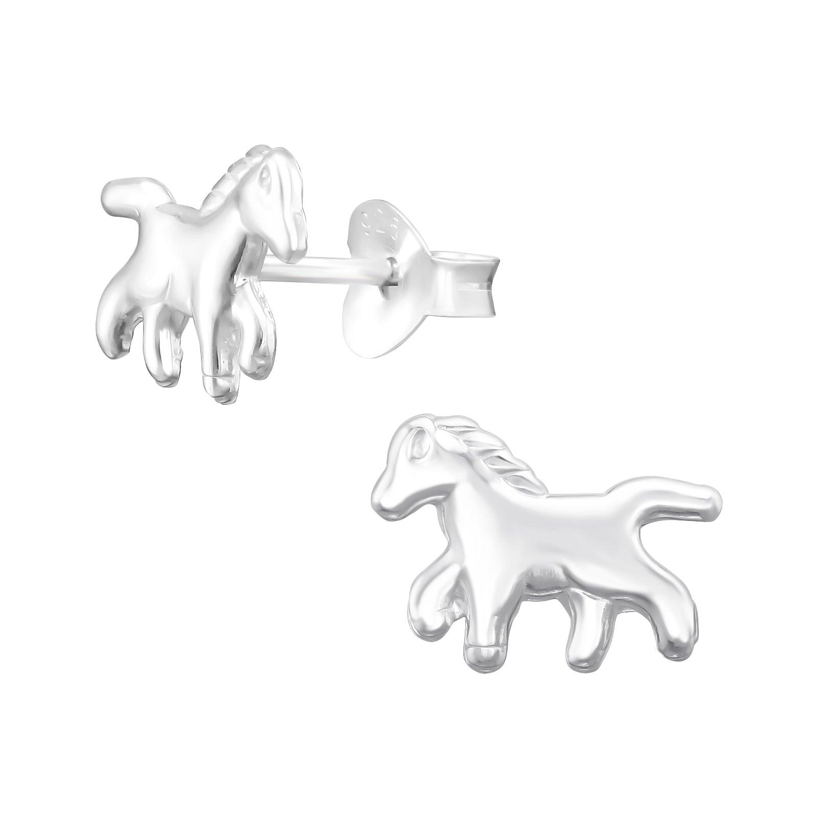 Children's silver studs, Pretty Horse earrings