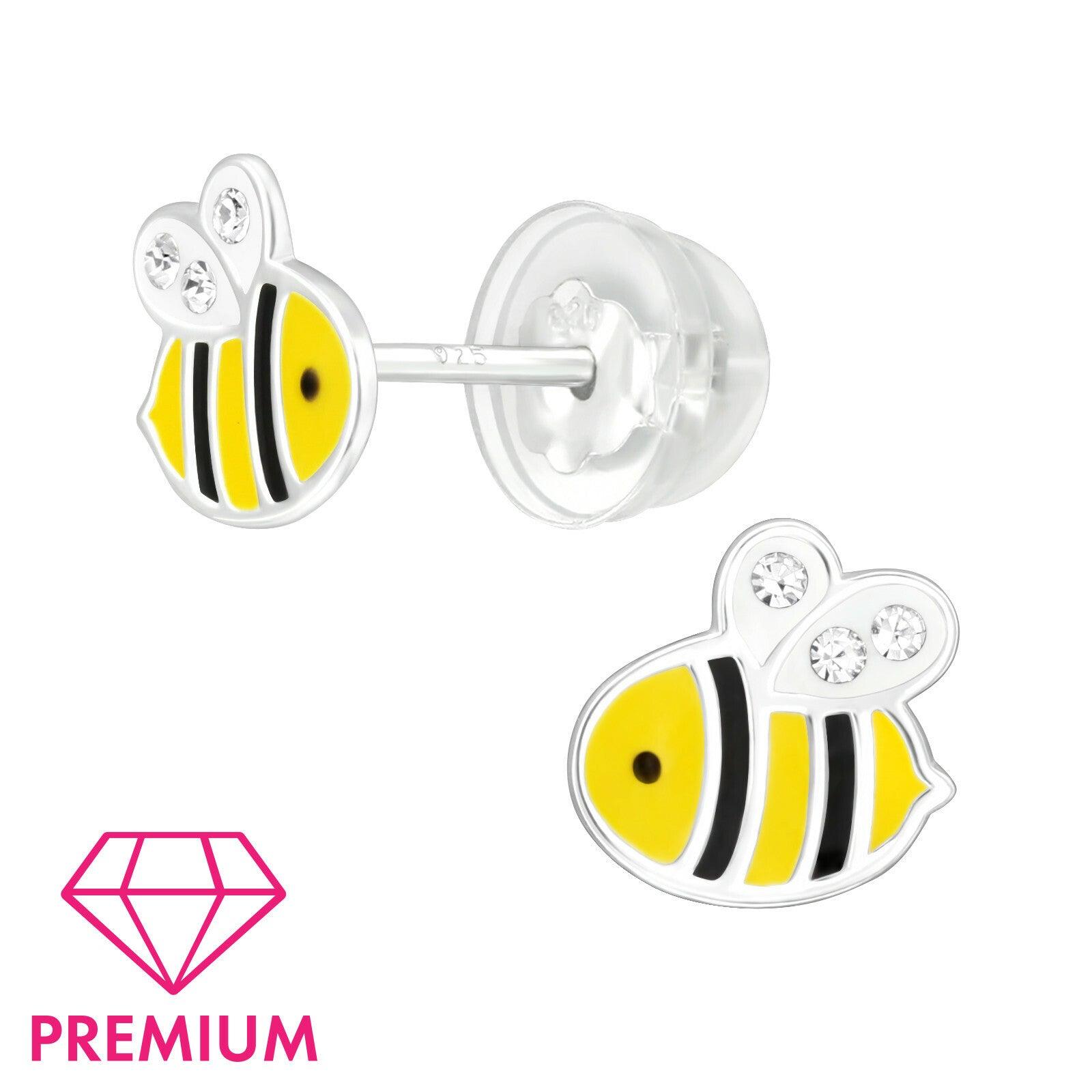 Children's premium silver studs, Bumblebee bee earrings