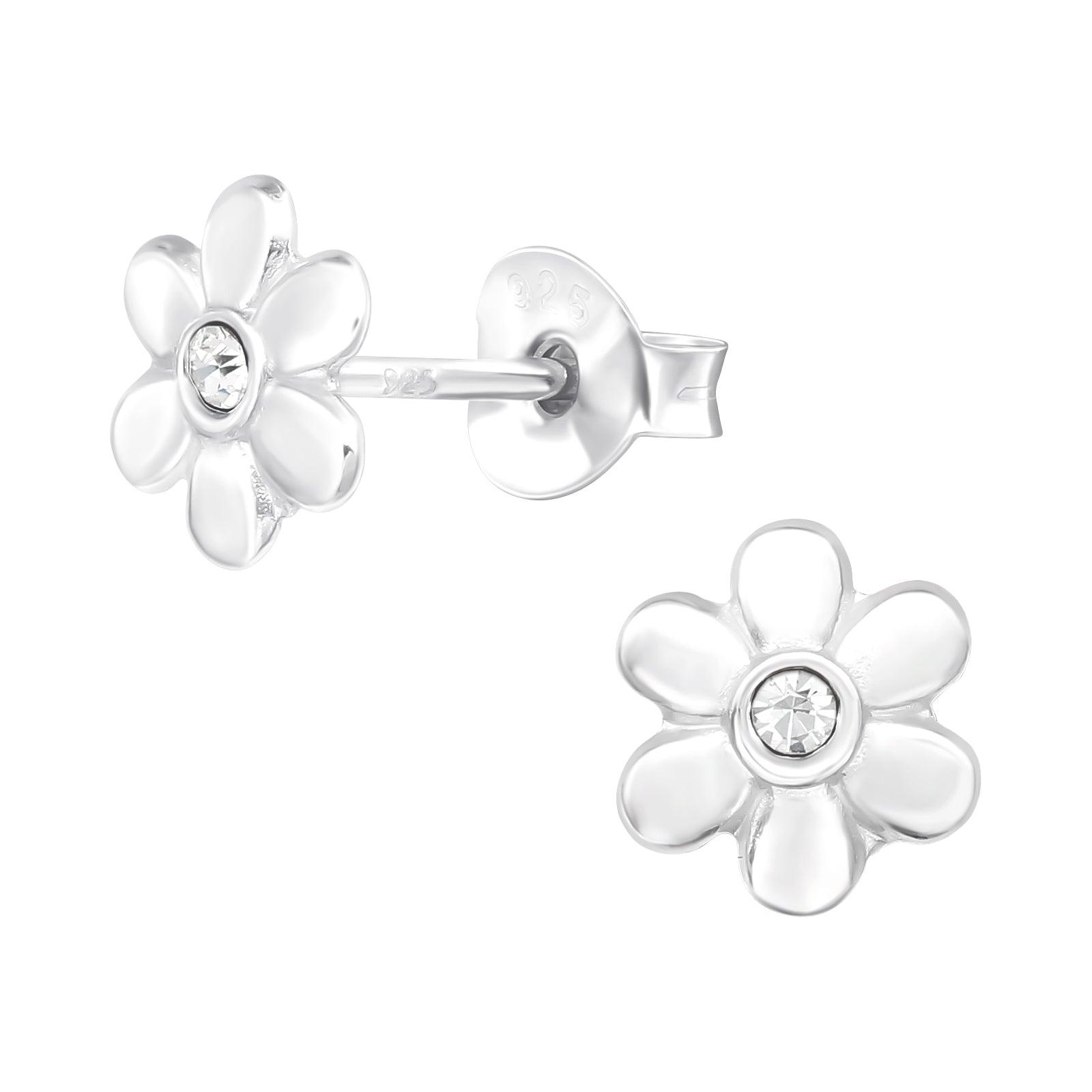 Children's silver studs, Silver Flower earrings