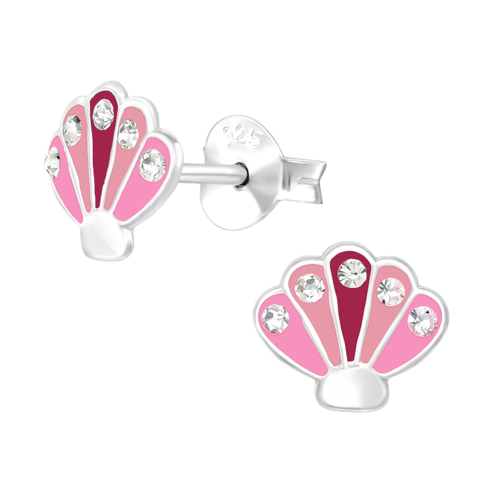 Children's silver studs, Pink Shell earrings