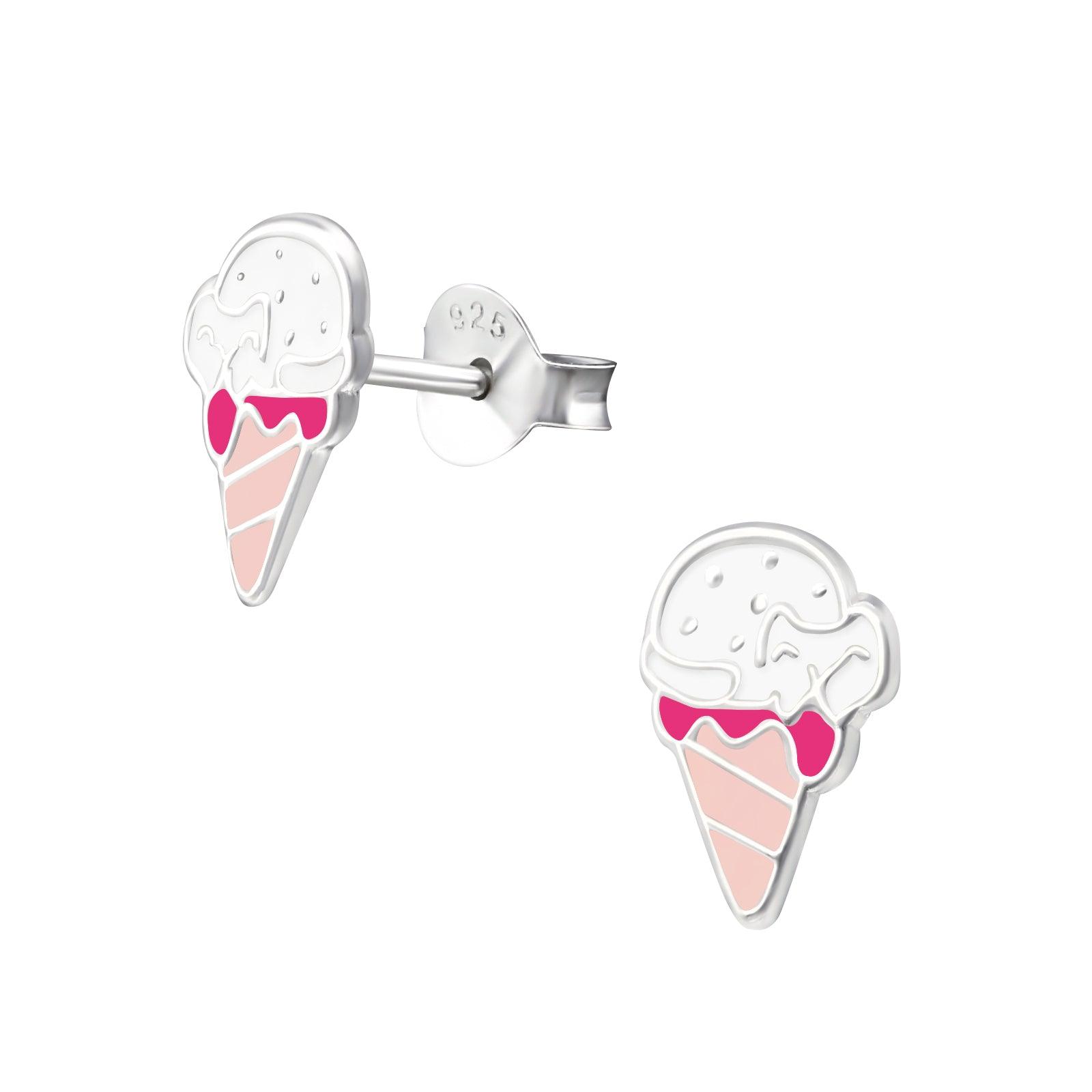 Children's silver studs, Ice Cream earrings