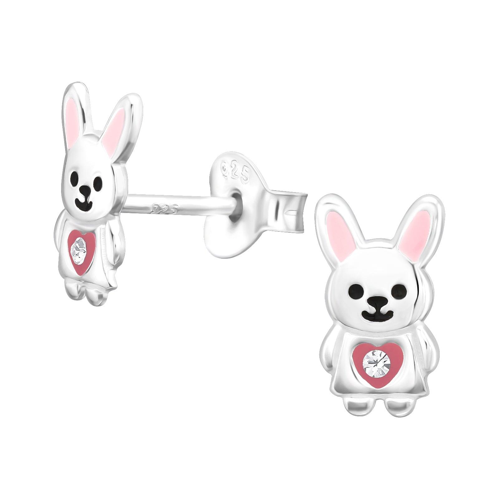 Children's silver studs, Baby Bunnies bunny earrings