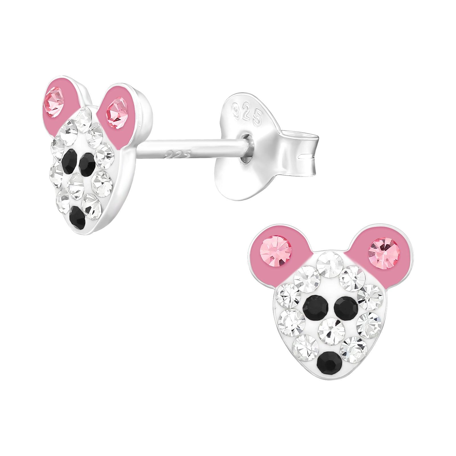 Children's silver studs, Sparkly Mouse earrings