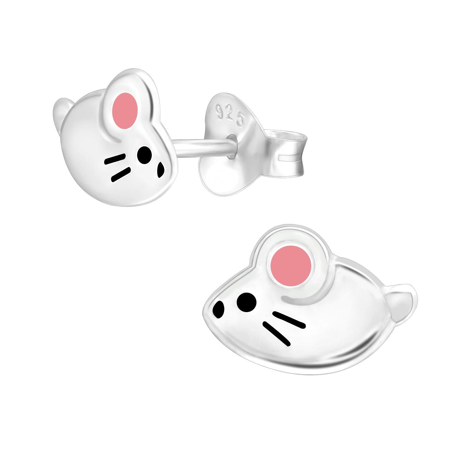 Children's silver studs, Baby Mouse earrings