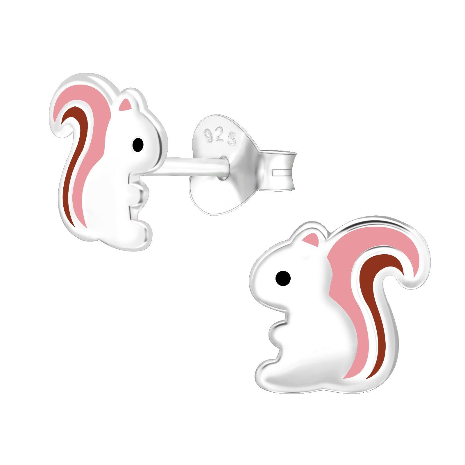 Children's silver studs, Baby Squirrel earrings