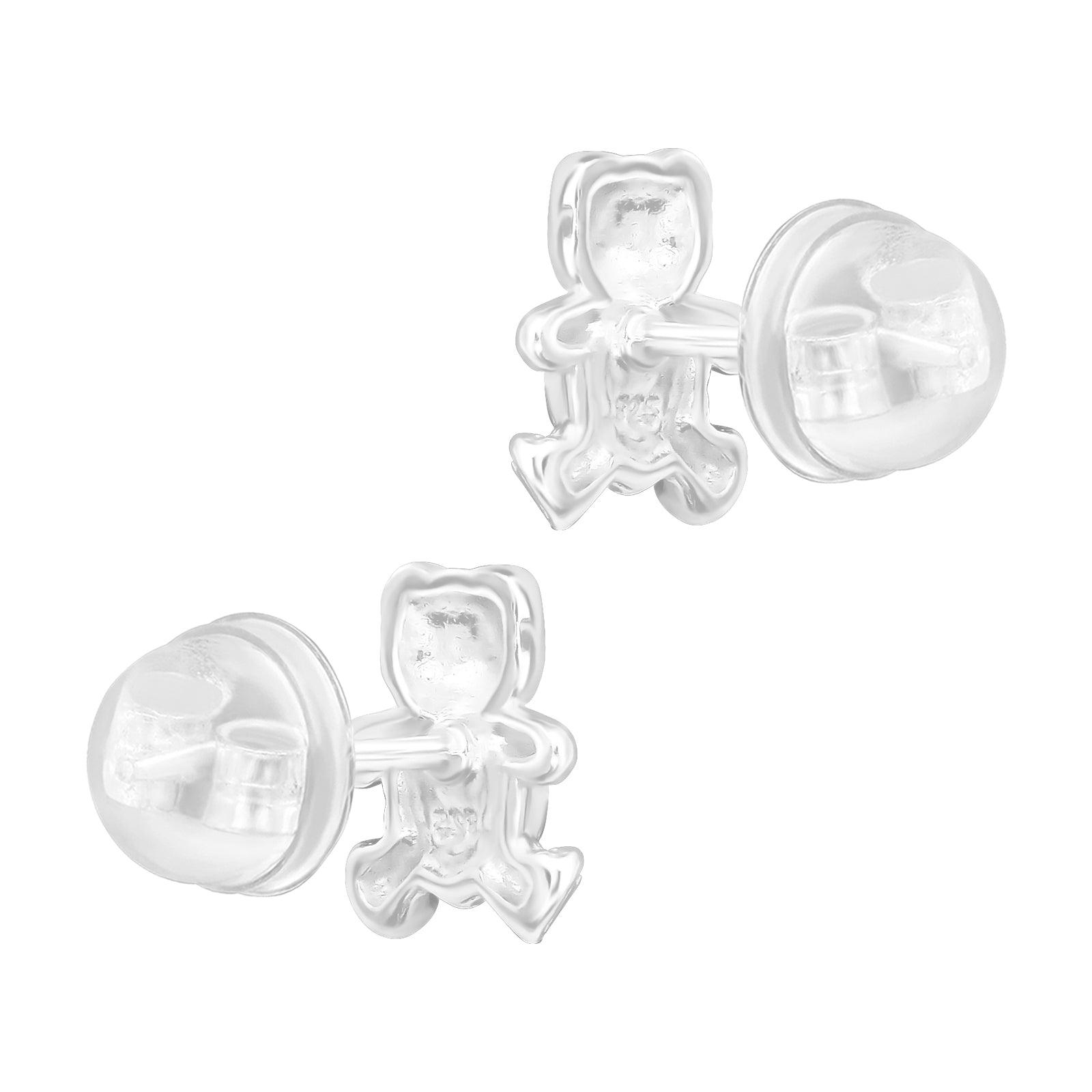 Children's premium silver studs, Teddy glittering teddy bear earrings