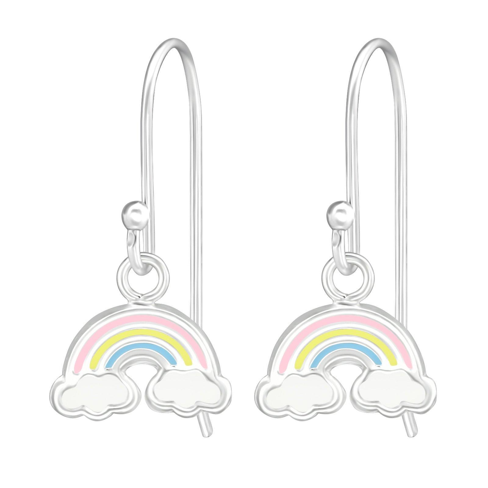 Children's silver earrings, Pastel Rainbow earrings