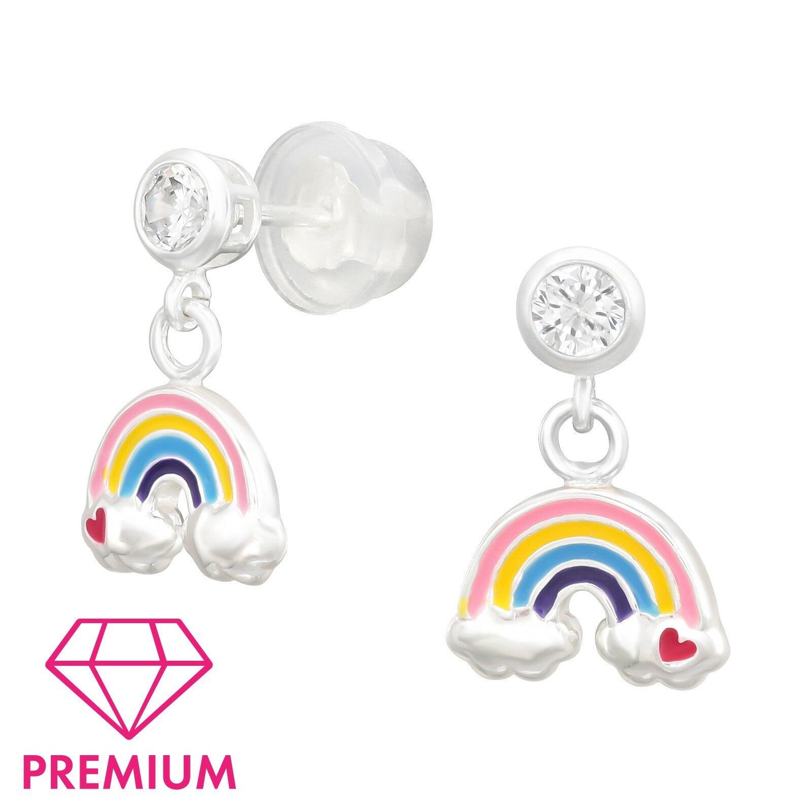 Children's premium silver earrings, Rainbow earrings