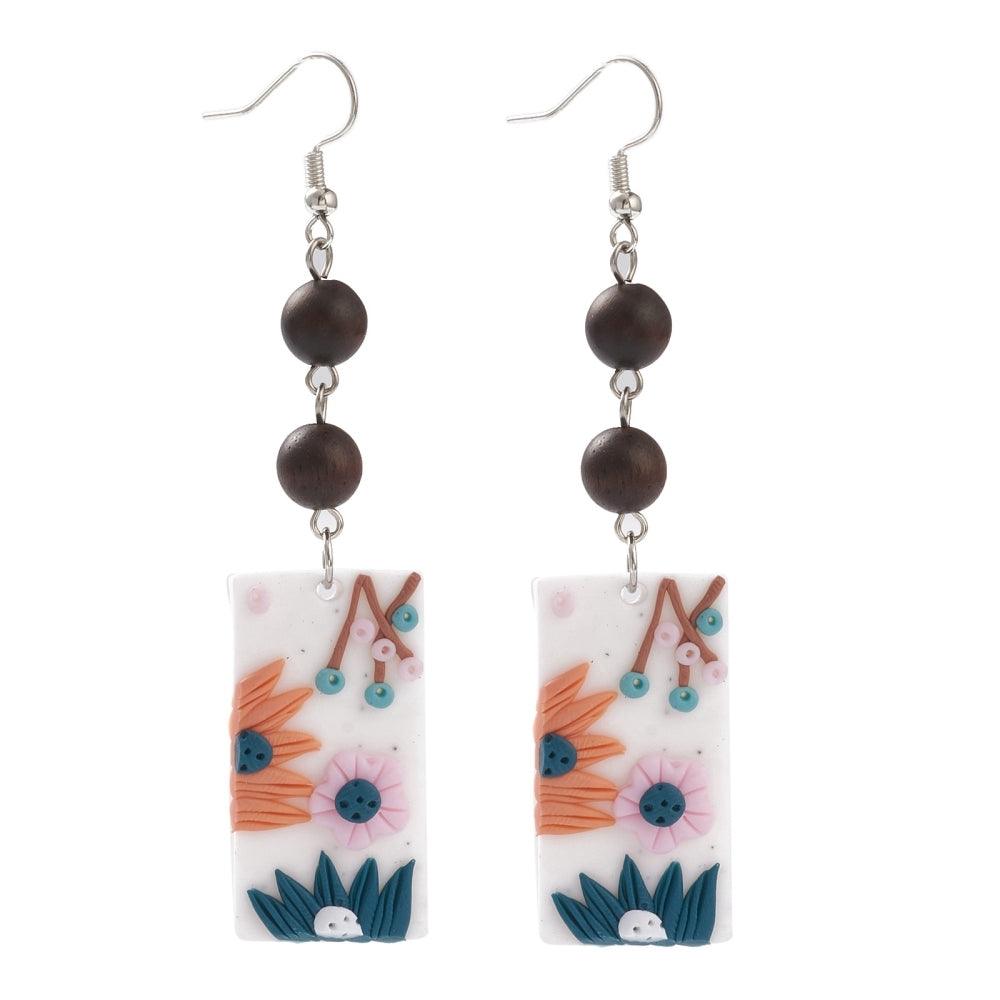 Earrings, Autumn Flowers - white earrings with flowers