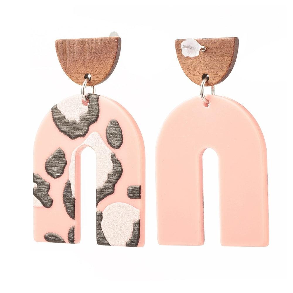 Earrings, Leo in Pink -pink print earrings