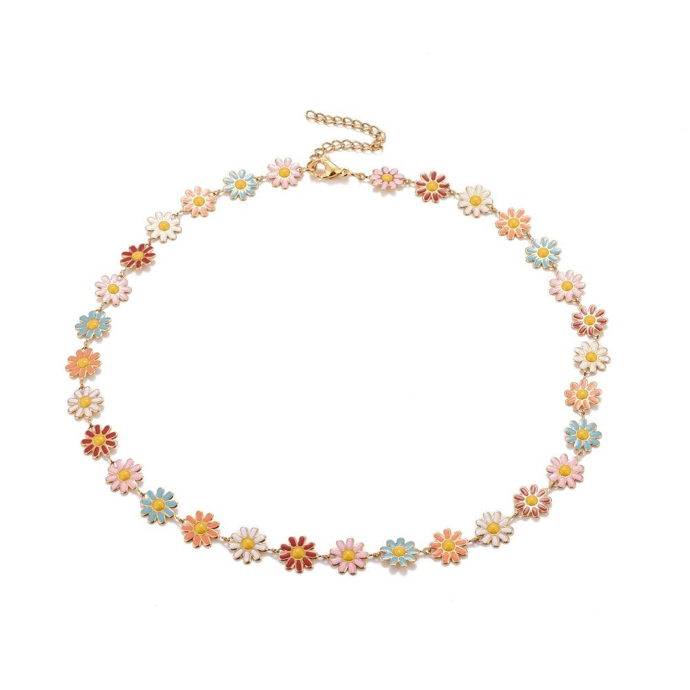 FRENCH RIVIERA|Poppy colorful flower necklace made of surgical steel