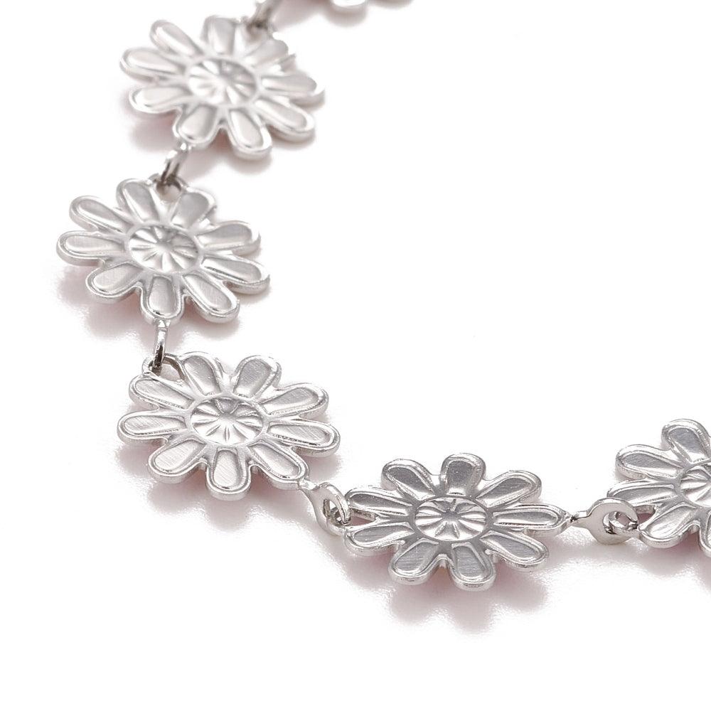 FRENCH RIVIERA|Poppy lilac flower necklace made of surgical steel (silver)