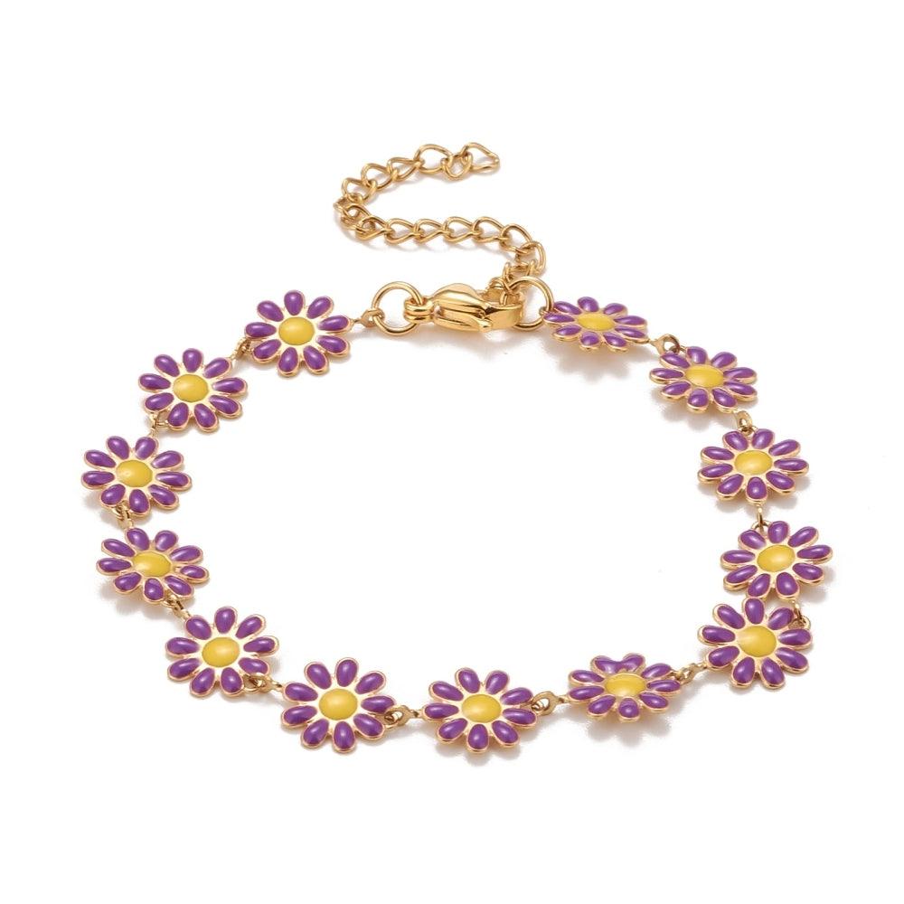 FRENCH RIVIERA|Poppy purple flower bracelet made of surgical steel