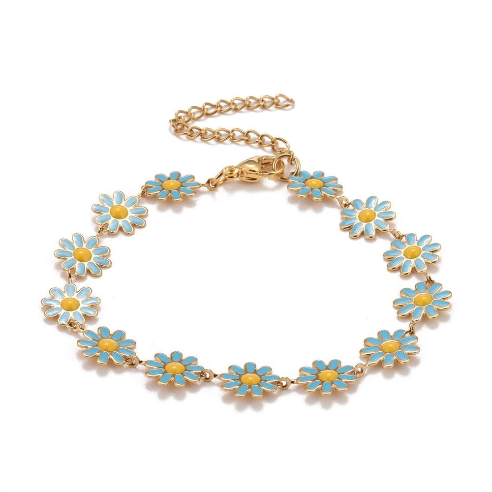 FRENCH RIVIERA|Poppy blue flower bracelet made of surgical steel