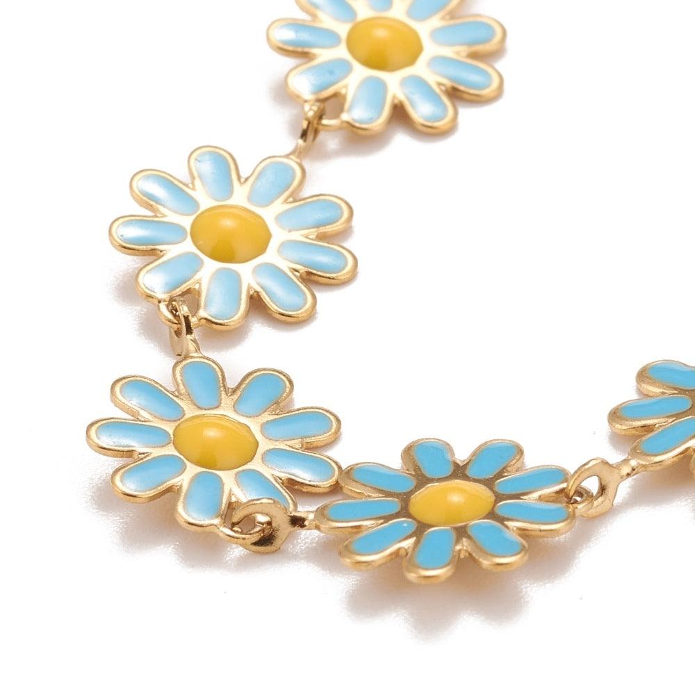 FRENCH RIVIERA|Poppy blue flower bracelet made of surgical steel