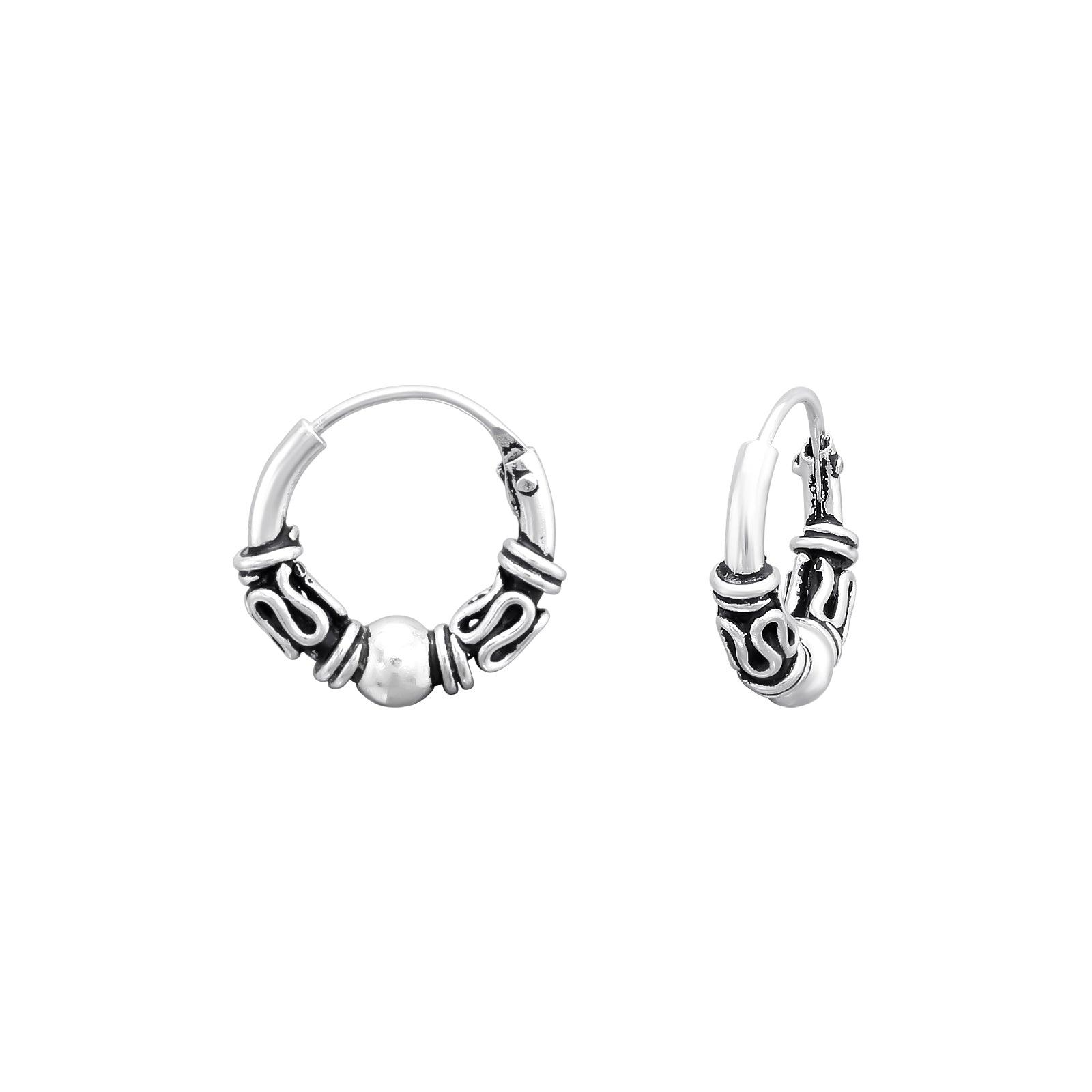 Silver rings, Mini Bali Hoops - small patterned rings