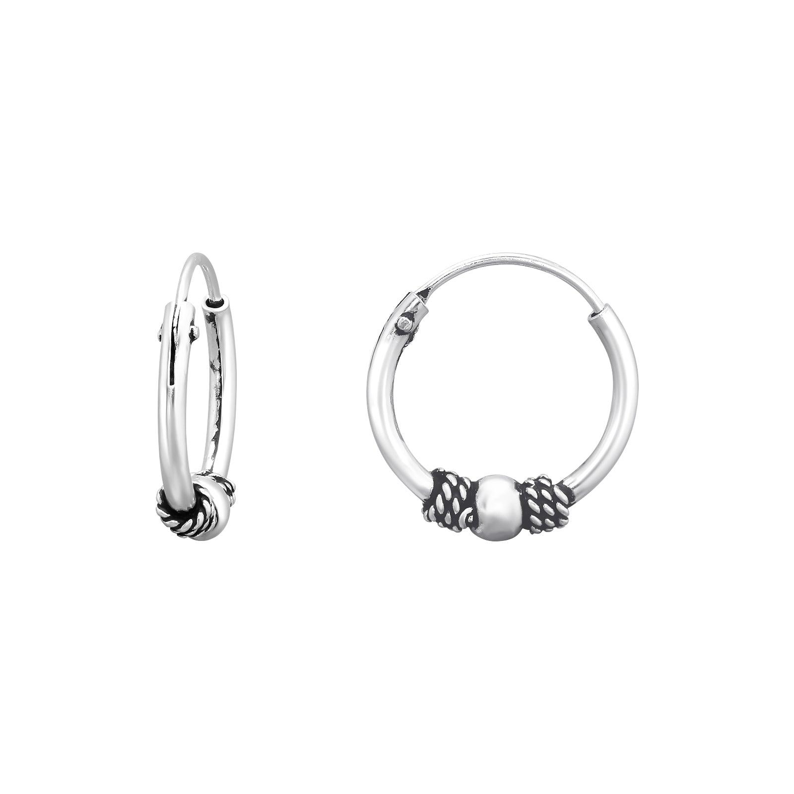 Silver rings, Bali Hoops No.6 patterned rings