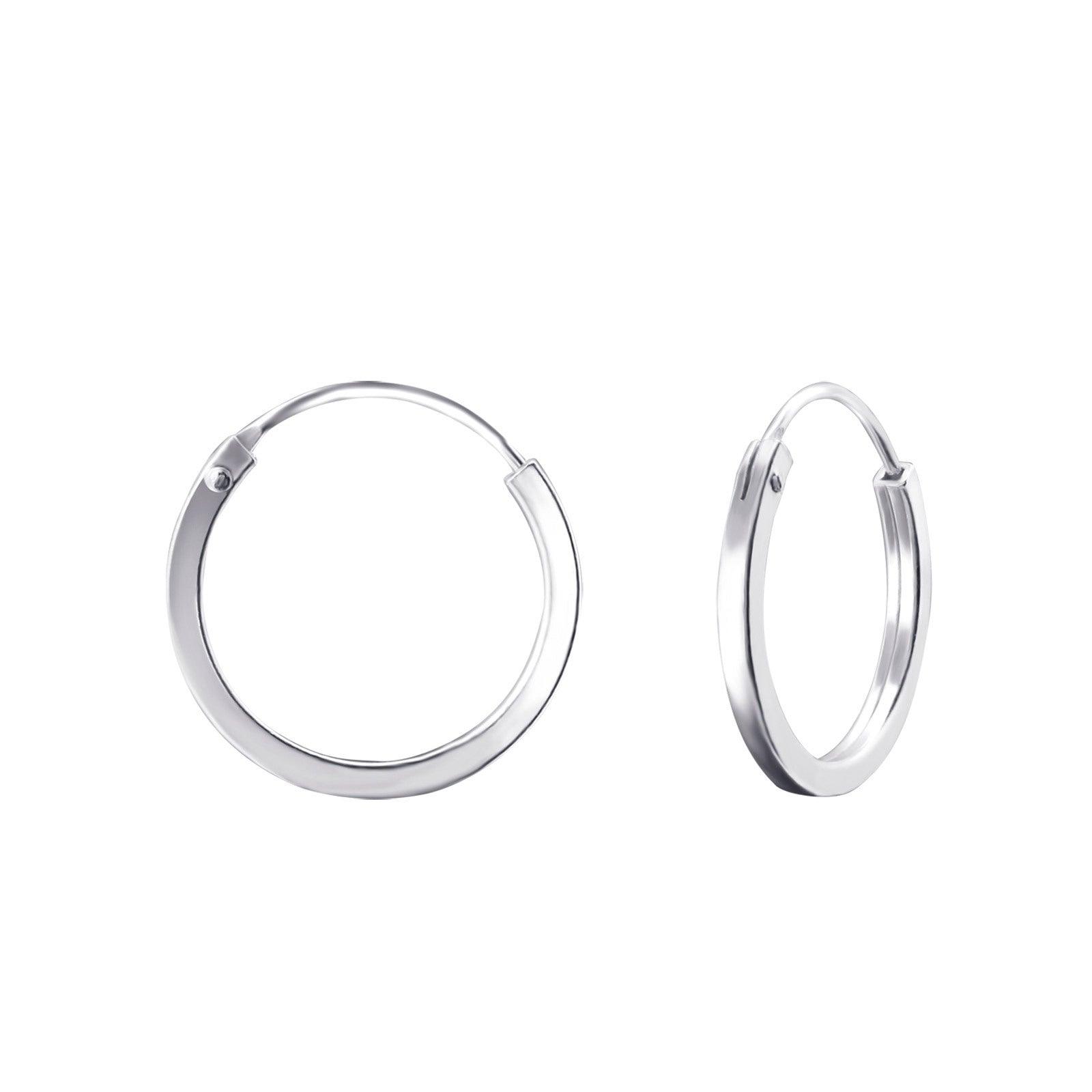 Silver Hoops, Basic Flat 13mm Silver Hoops