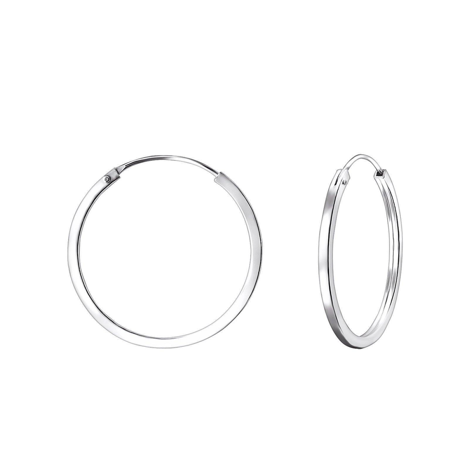 Silver Hoops, Basic Flat 22mm Silver Hoops