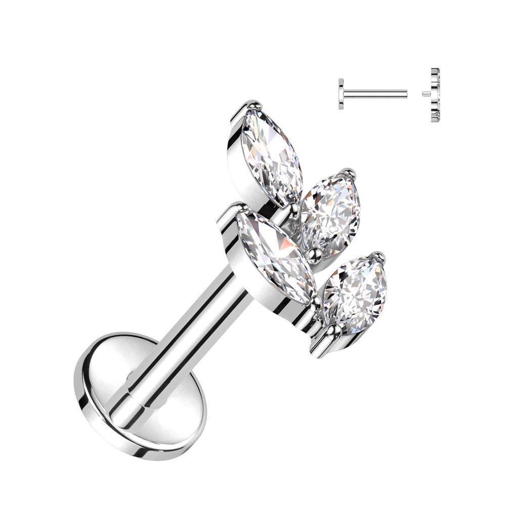 Cartilage/tragus jewelry, Marquise Leaf Top titanium labret