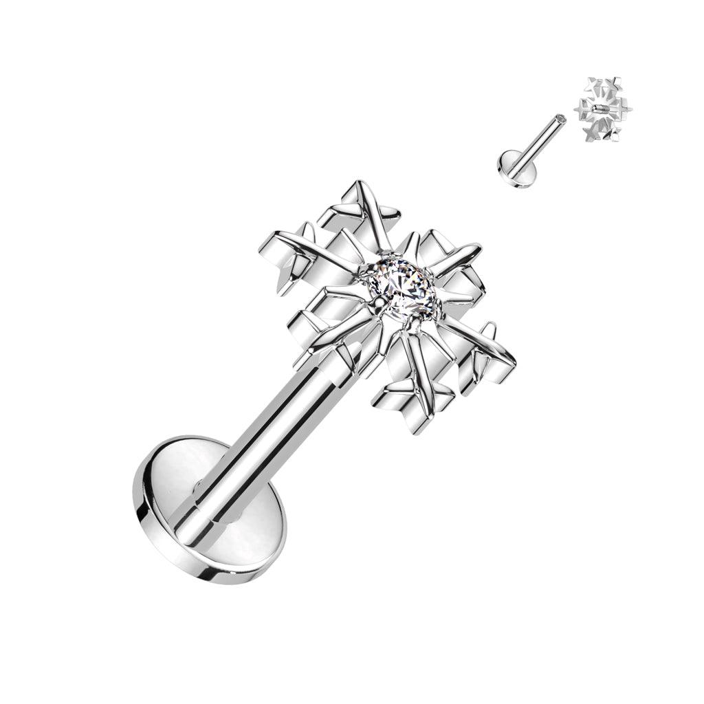 Cartilage/tragus jewelry, Snowflake Top titanium labret