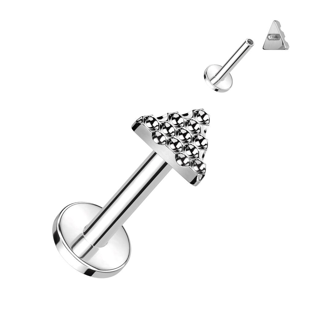 Cartilage jewelry/tragus jewelry, Diamond Cut Triangle titanium labret