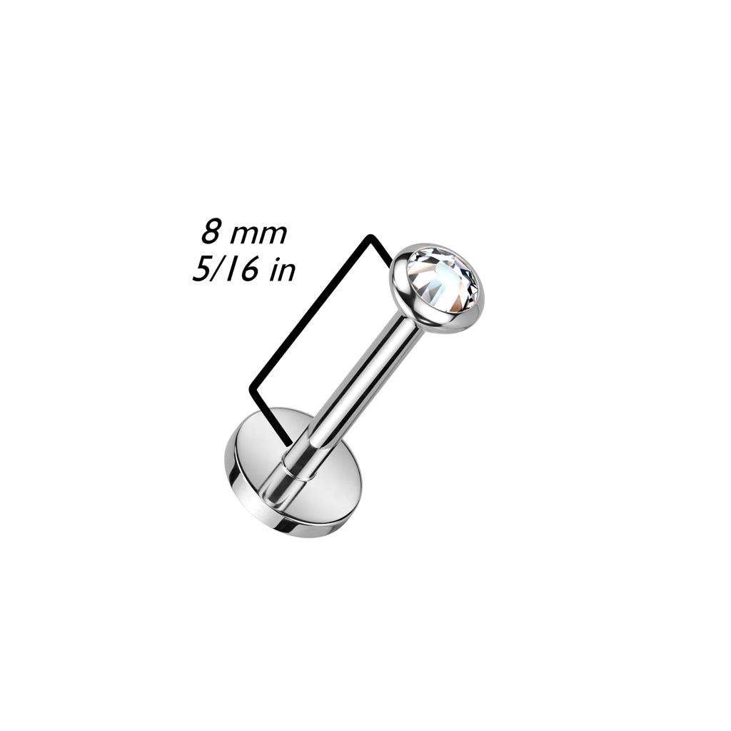 Cartilage/tragus jewelry, Clear Push In CZ Top titanium labret