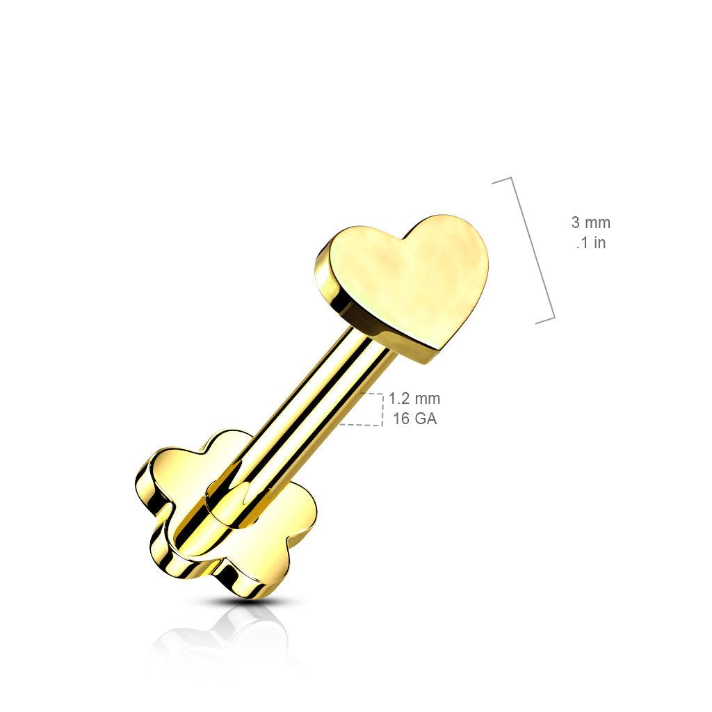 Titanium cartilage jewelry/tragus jewelry, Push In Heart 2 in 1 labret