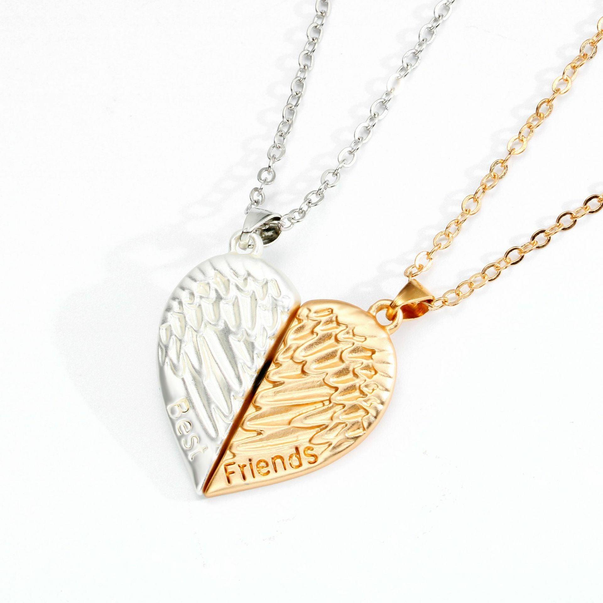 Best Friends Jewelry, Angel Wings Heart-Shaped Friendship Jewelry