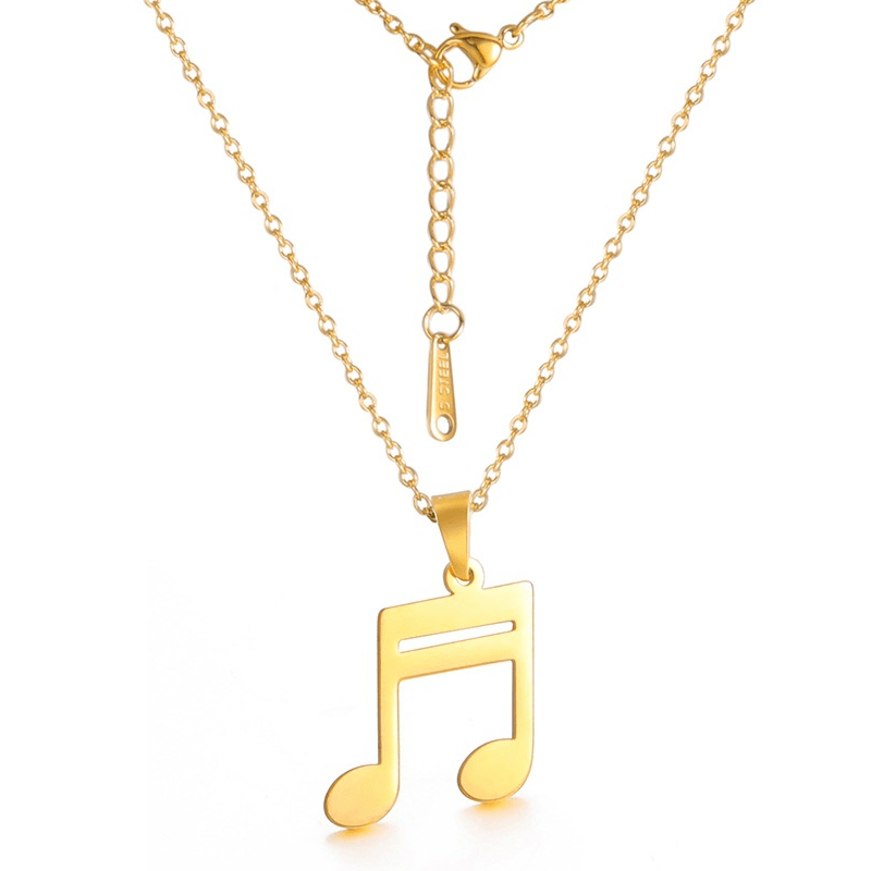 Surgical steel necklace, Play the Music music note necklace (gold)