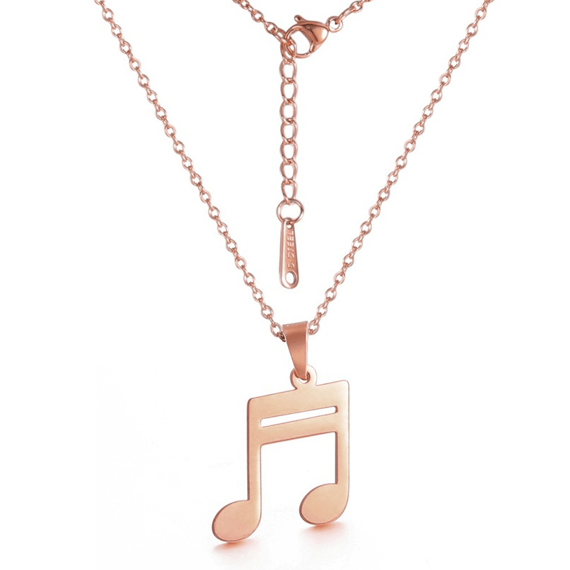 Surgical steel necklace, Play the Music note necklace (rose gold)