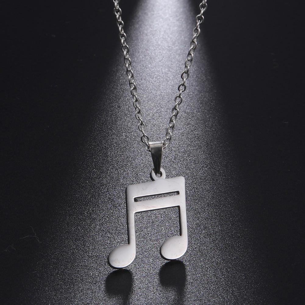 Surgical steel necklace, Play the Music music note necklace (silver)