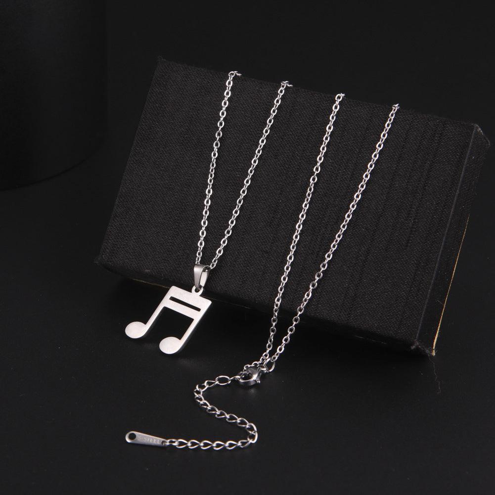 Surgical steel necklace, Play the Music music note necklace (silver)