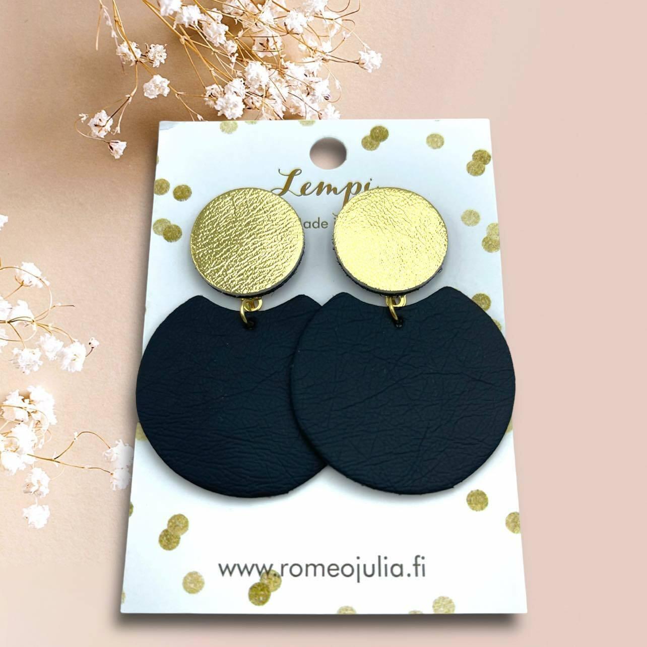 LEMPI® earrings, Tilda size M (matte black - matte gold)