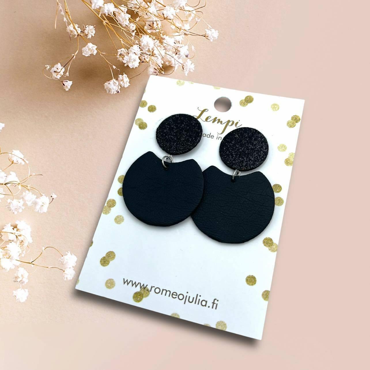 LEMPI® earrings, Tilda size S (matte black - glitter black)