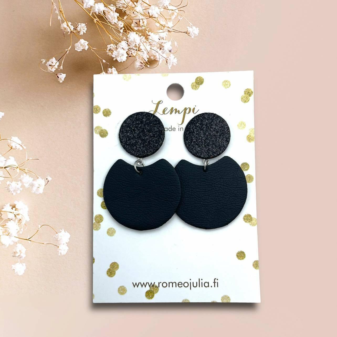 LEMPI® earrings, Tilda size S (matte black - glitter black)