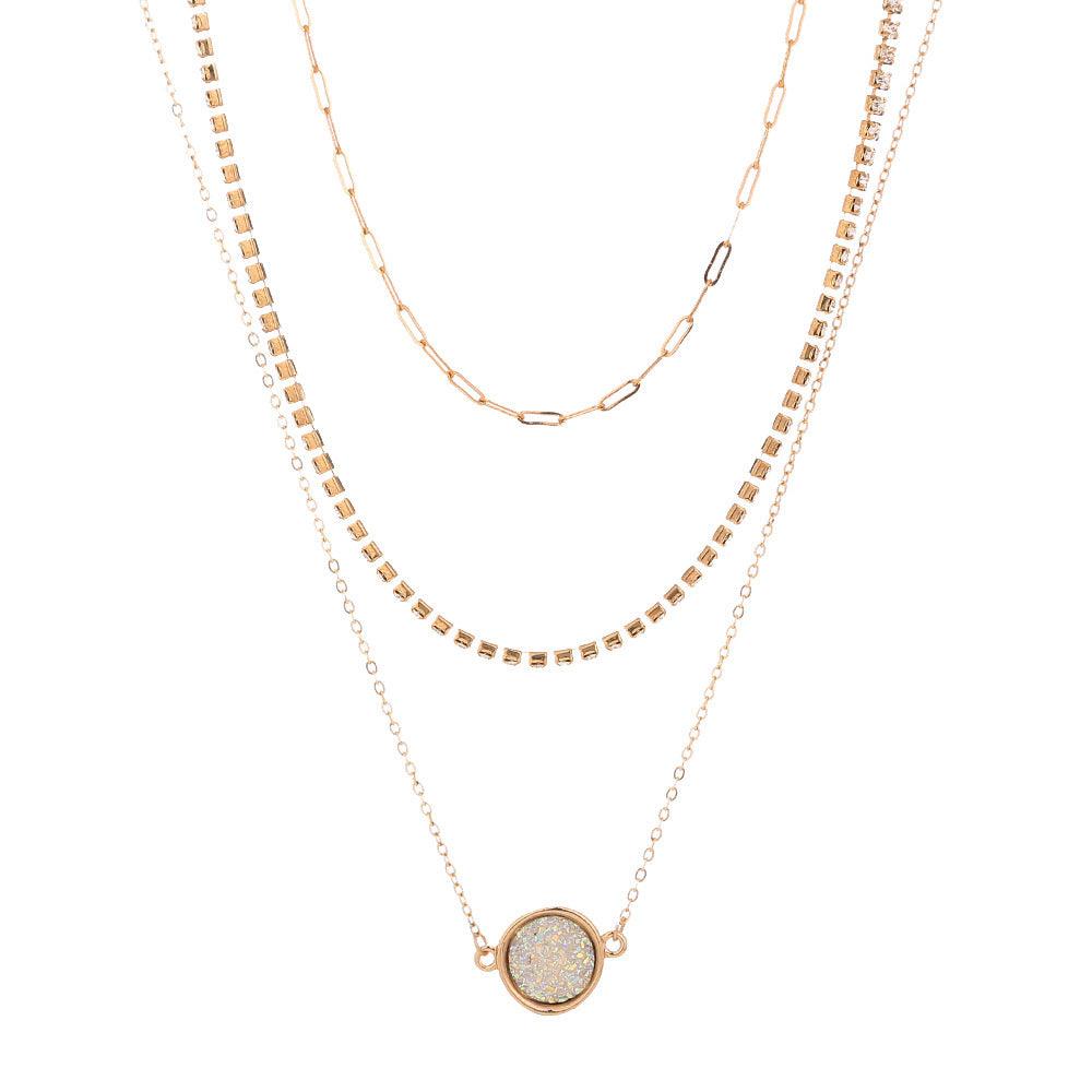 FRENCH RIVIERA|Maya gold-tone layered necklace with glitter