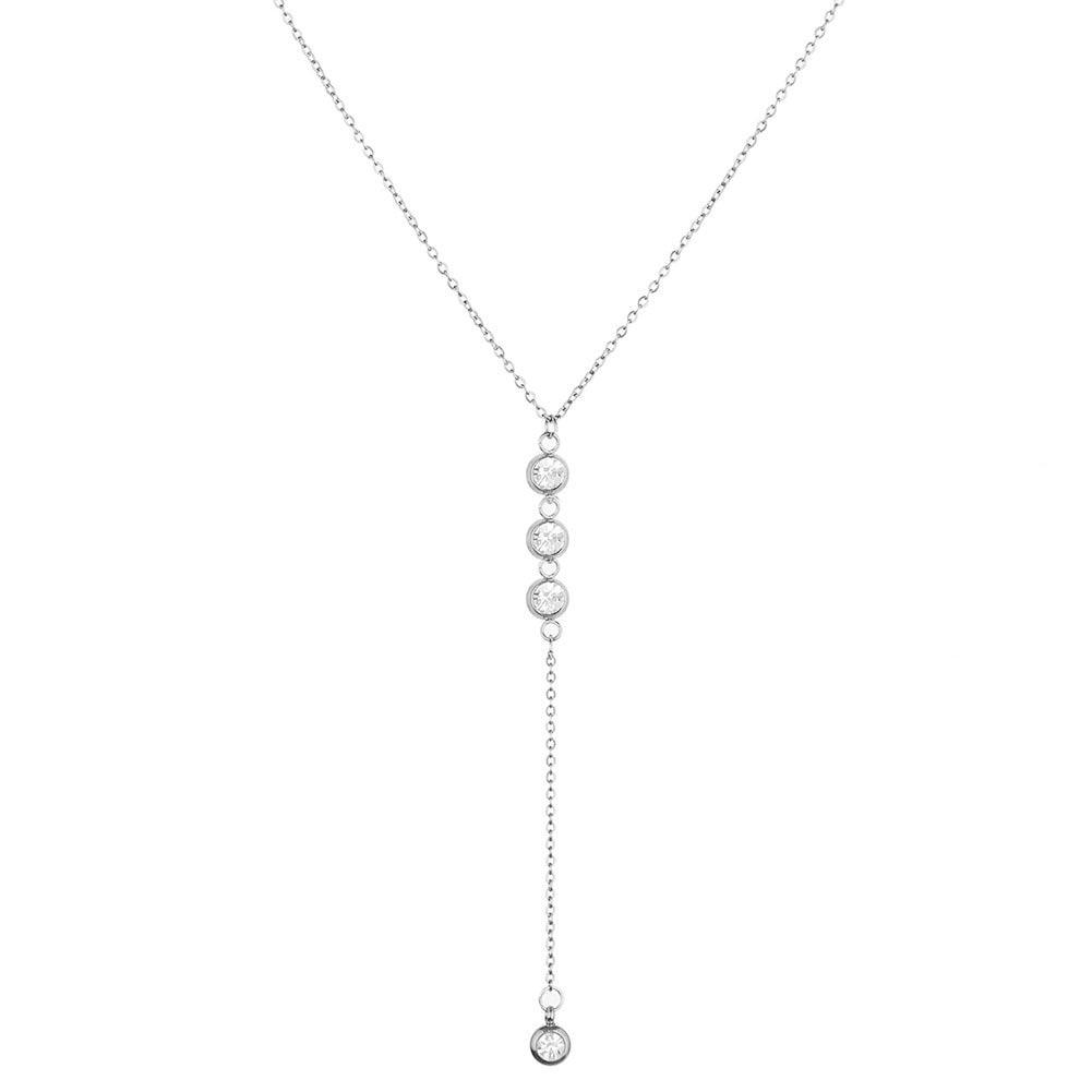 FRENCH RIVIERA|Bella surgical steel necklace with crystals (silver)