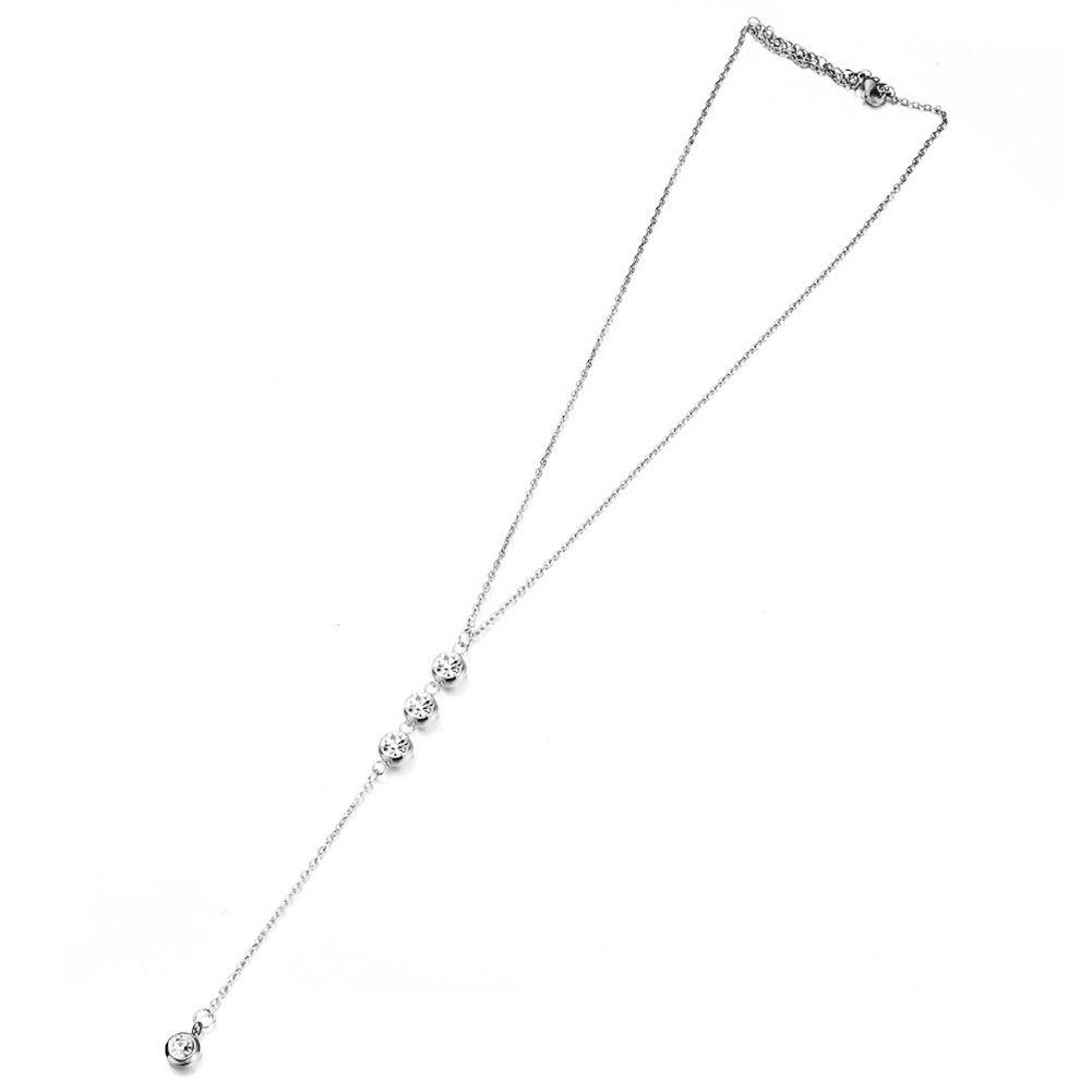 FRENCH RIVIERA|Bella surgical steel necklace with crystals (silver)