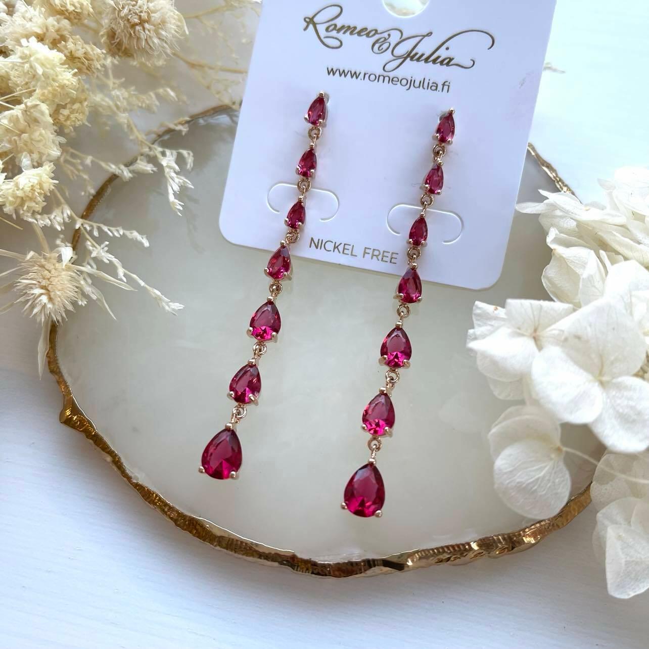 ROMANCE|Teardrop Earrings in Rosy Ruby