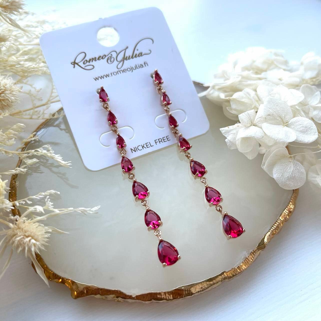 ROMANCE|Teardrop Earrings in Rosy Ruby